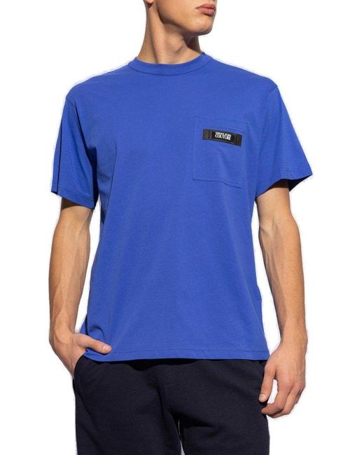 Versace Blue T-shirt With Pocket, for men