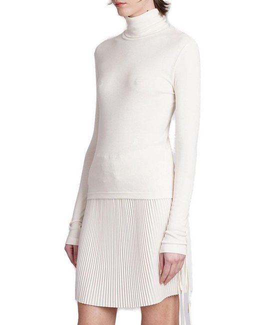 Helmut Lang White Turtleneck Knitted Top