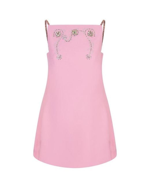 Rabanne Pink Floral Embellished Sleeveless Dress