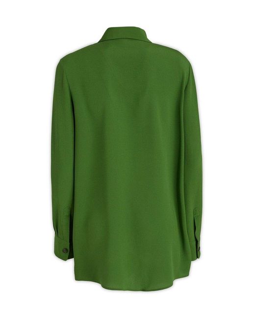 Etro Green Logo Embroidered Long-sleeved Shirt