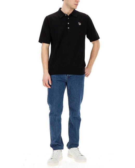 PS by Paul Smith Black Polo Shirt With Zebra Patch for men