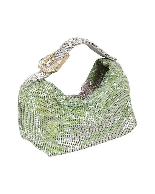 Gedebe Green Jill Mesh Embellished Tote Bag