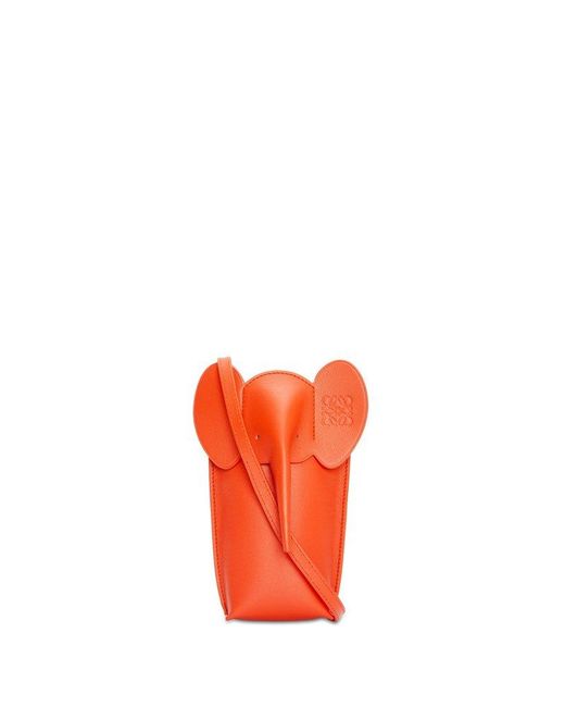 Loewe Orange Logo Embossed Elephant Crossbody Bag