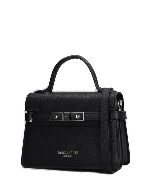 Marc Ellis Black Around S Logo Lettering Shoulder Bag