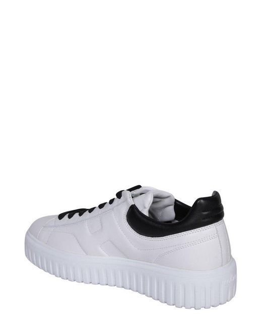 Hogan White H-stripes Leather Sneakers for men