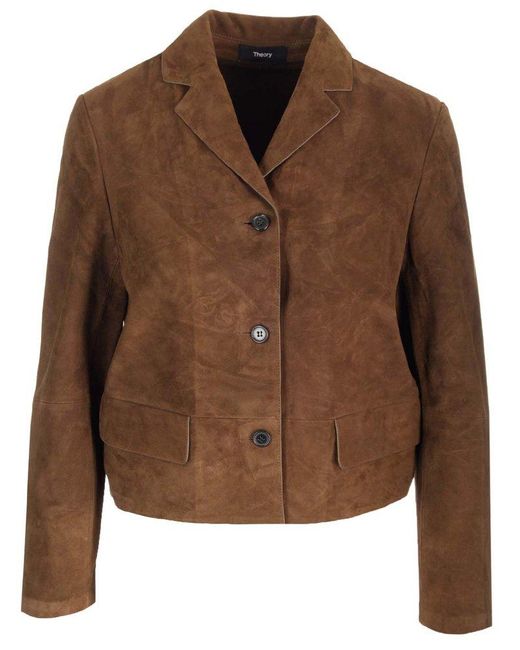 Theory Brown Cropped Suede Jacket