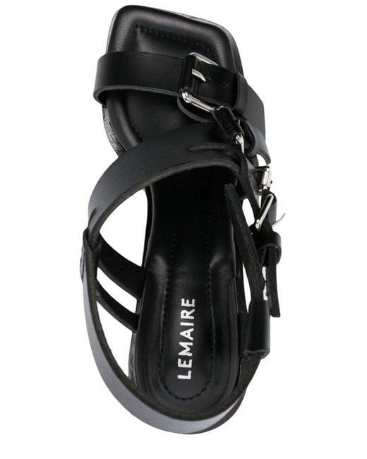 Lemaire Black Square Toe Heeled Sandals