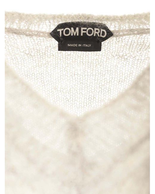 Tom Ford White V-Neck Sweater for men