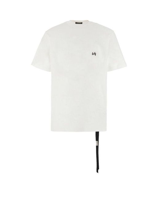 Ann Demeulemeester White Embroidered Crewneck T-shirt