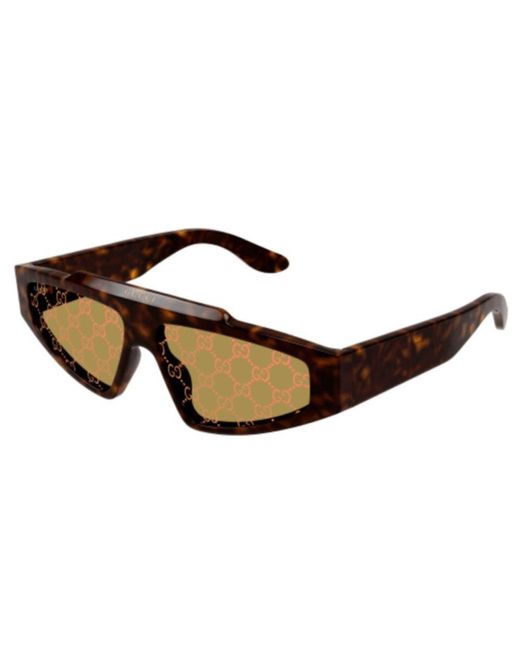 Gucci Brown Rectangle-frame Sunglasses for men