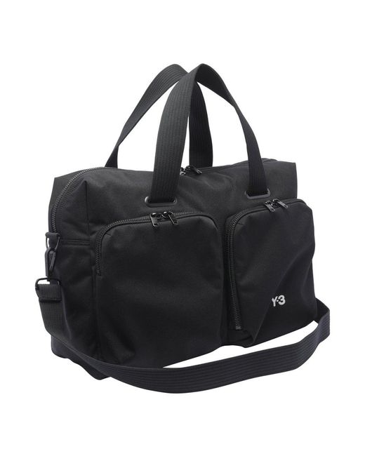 Y-3 Black Logo Printed Sport Tote Bag for men