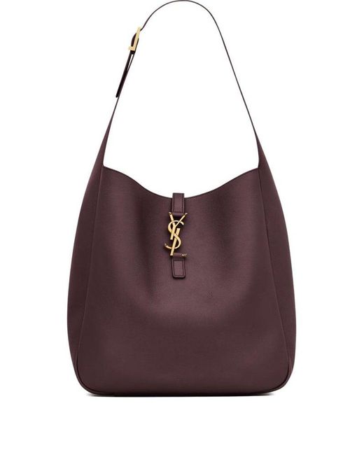 Saint Laurent Purple Le 5 À 7 Logo Plaque Large Shoulder Bag