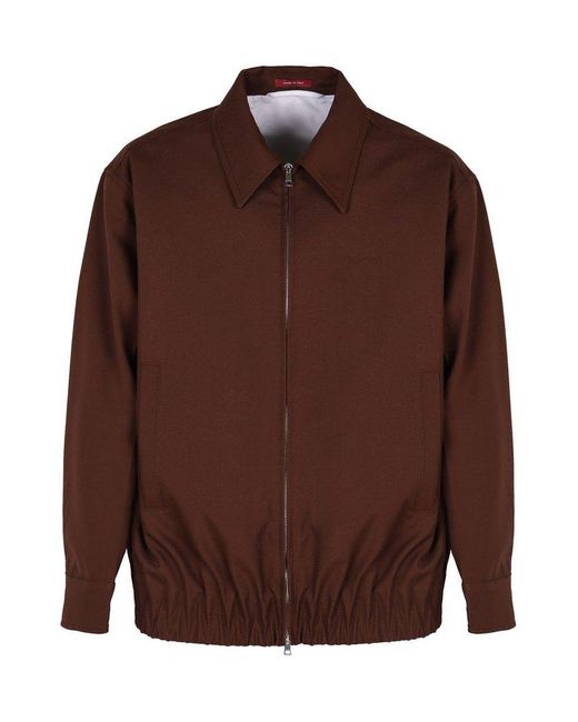 Gucci Brown Embossed Twill Zip-Up Jacket for men