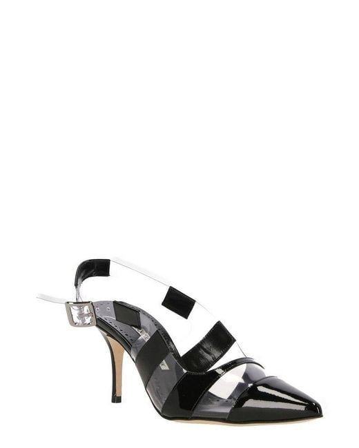 Manolo Blahnik Black Uxra Pointed-Toe Slingback Pumps