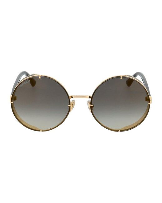 Jimmy Choo Lilo Round Frame Sunglasses in Metallic (Brown) Lyst