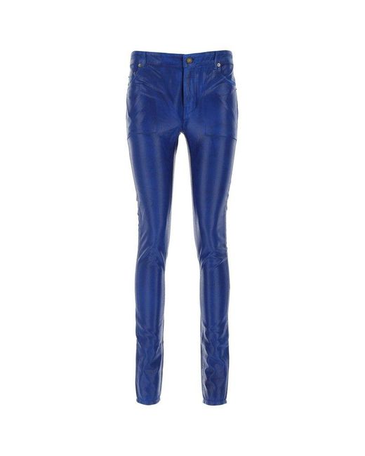 Saint Laurent Blue Coated Denim Jeans