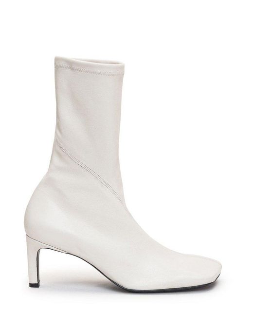 Jil Sander Square Toe Ankle Boots in White | Lyst