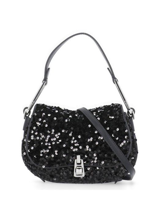 Coccinelle Black Magie Embellished Foldover Top Mini Tote Bag