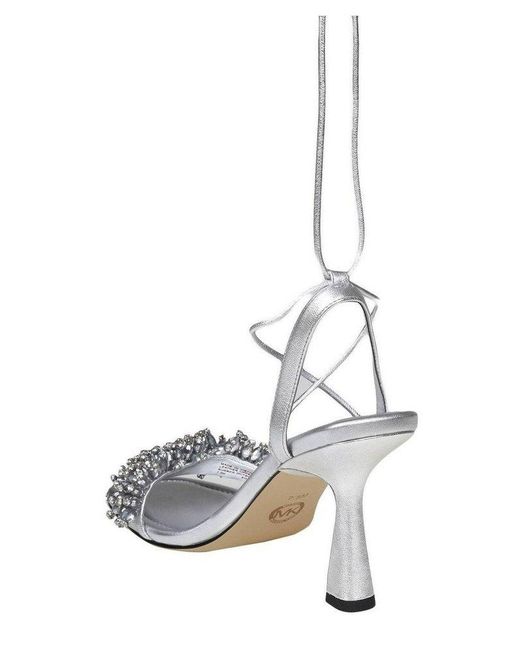 Michael Kors Metallic Lucia Embellished Lace-up Sandals