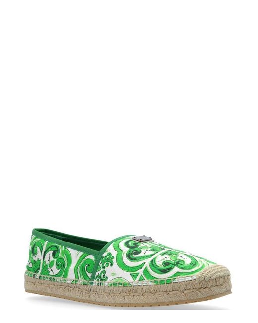 Dolce & Gabbana Green Majolica Printed Espadrilles for men
