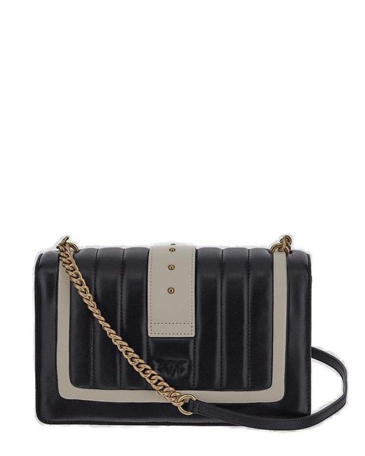 Pinko Black Love One Quilted Chain-linked Shoulder Bag