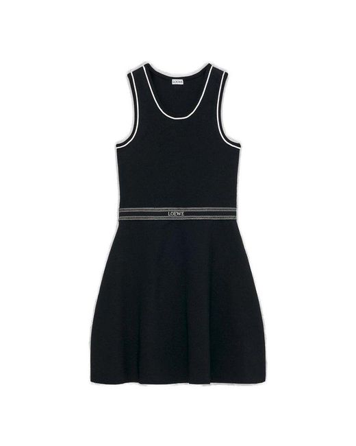 Loewe Black Contrast Rolled Piping Compact Dress