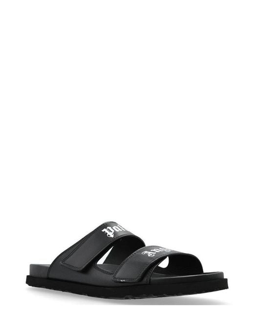 Palm Angels Black Logo Printed Slides for men