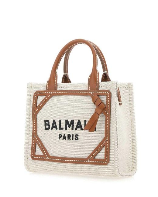 Balmain White B-army Mini Shopper Bag