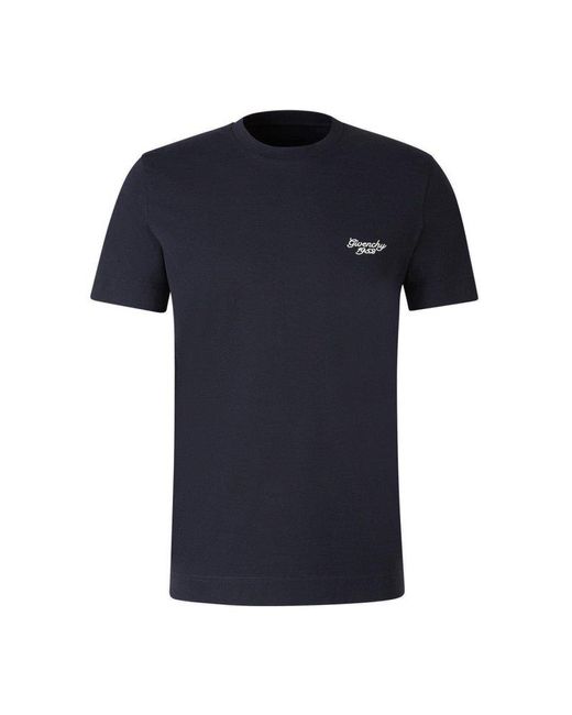 Givenchy Blue 4g Embroidered Crewneck T-shirt for men