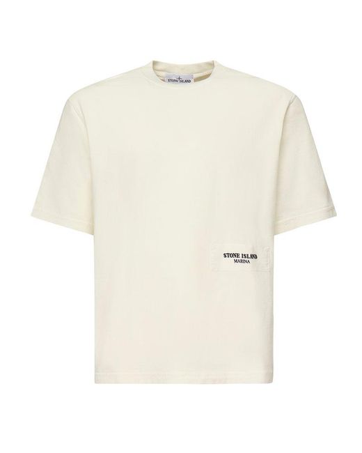 Stone Island White Jersey T-Shirt With Patch for men