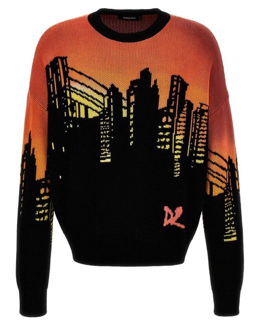 DSquared² Black Intarsia Sweater Sweater, Cardigans for men