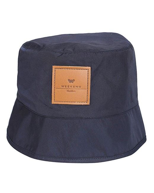 Weekend by Maxmara Blue Logo Patch Gabardine Hat