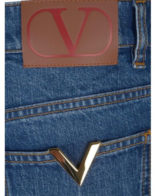 Valentino Blue Vlogo Detailed Flared Jeans