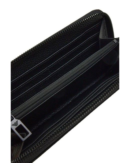 Emporio Armani Black Monogrammed Leather Wallet, for men
