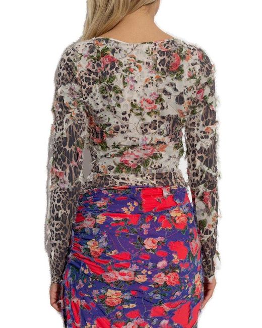 DIESEL White Top With Floral Motif T-Flobis