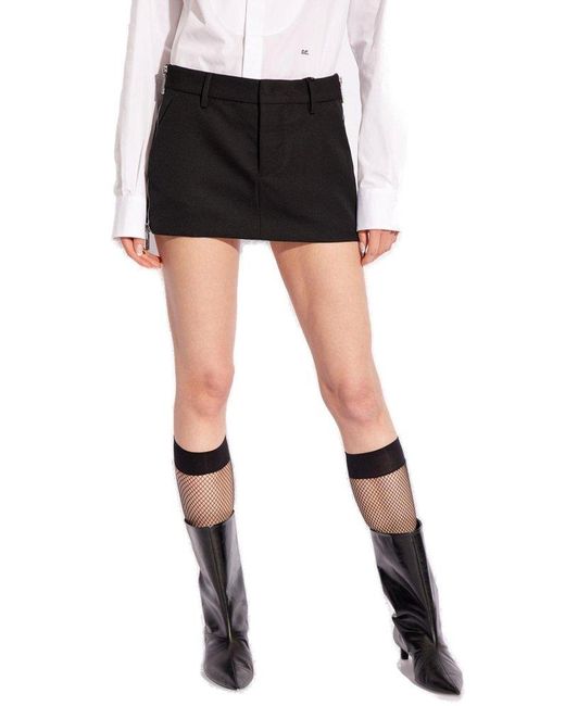 DSquared² Black Zip-detailed Skirt