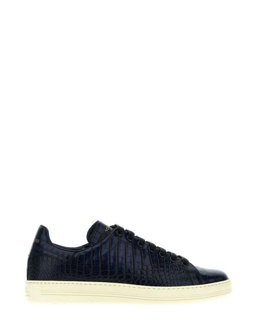 Tom Ford Blue Low-top Embossed Sneakers for men