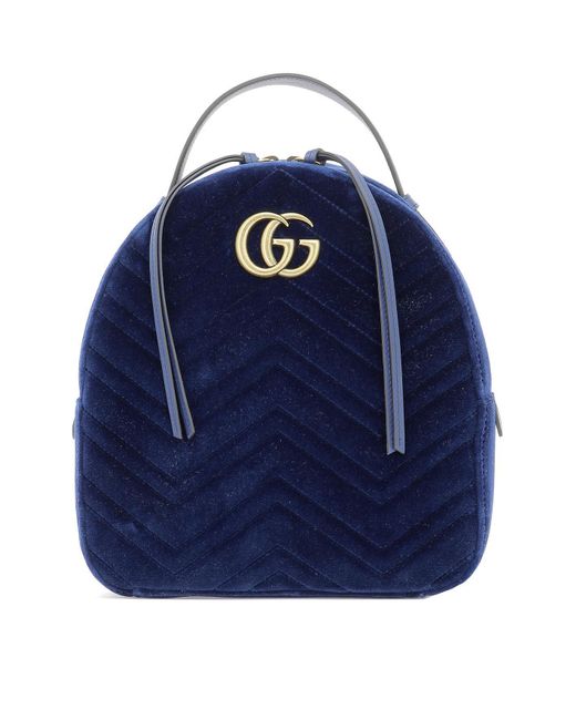 Gucci Blue GG Marmont Velvet Backpack