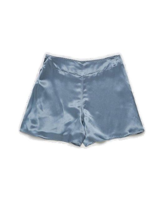 Miu Miu Satin Boxer Shorts in Blue | Lyst