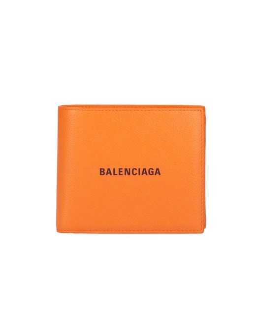 Balenciaga Orange Cash Square Folded Coin Wallet for men