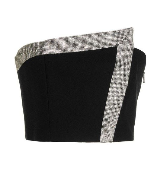 Nue Black Embellished Wrap-designed Bandeau Top