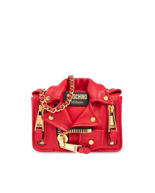 Moschino Red Leather Shoulder Bag,