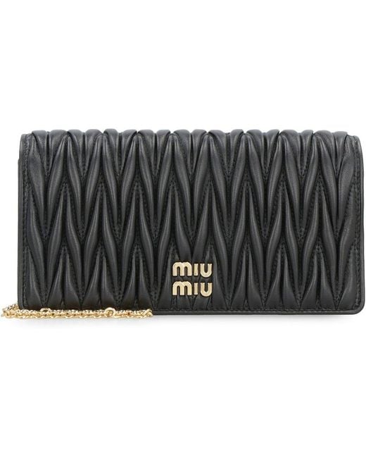 Miu Miu Black Matelassé Nappa Leather Smartphone Case