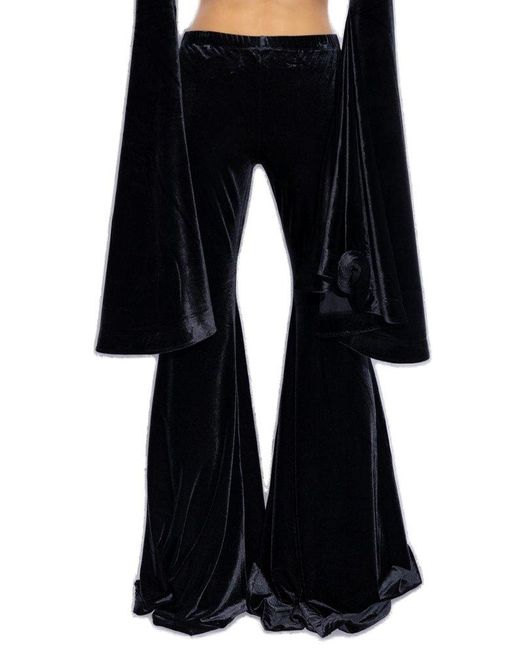 Vetements Black Velvet Trousers With Logo,