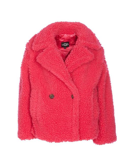 Ugg Red Gertude Short Teddy Coat