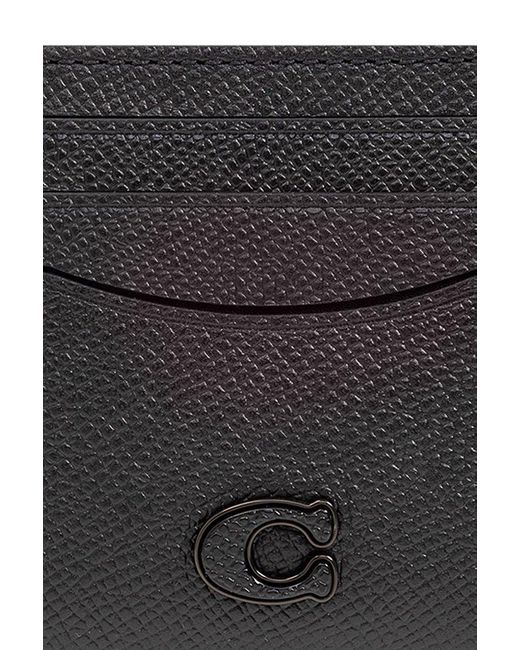 COACH Black Card Case With Logo, for men