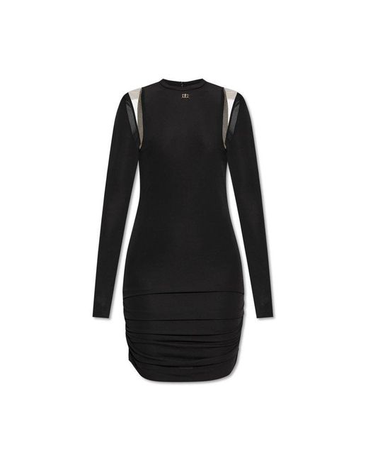 DSquared² Black Logo Detailed Long-sleeved Mini Dress