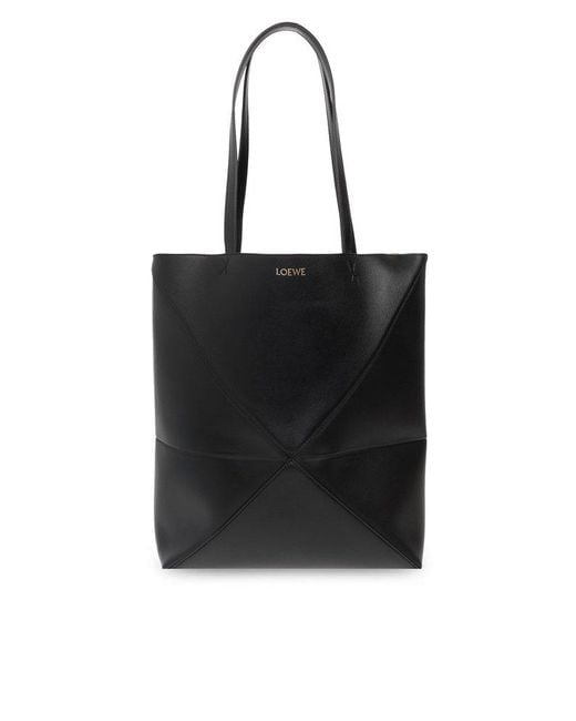 Loewe Black Puzzle Fold Leather Tote Bag