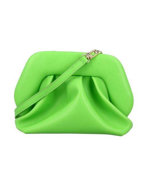 THEMOIRÈ Green Gea Ruched Mini Clutch Bag