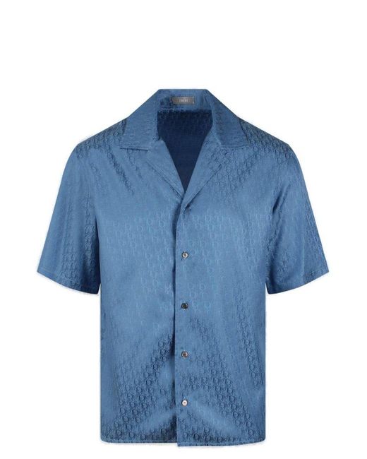 Dior Blue Oblique Bowling Shirt for men